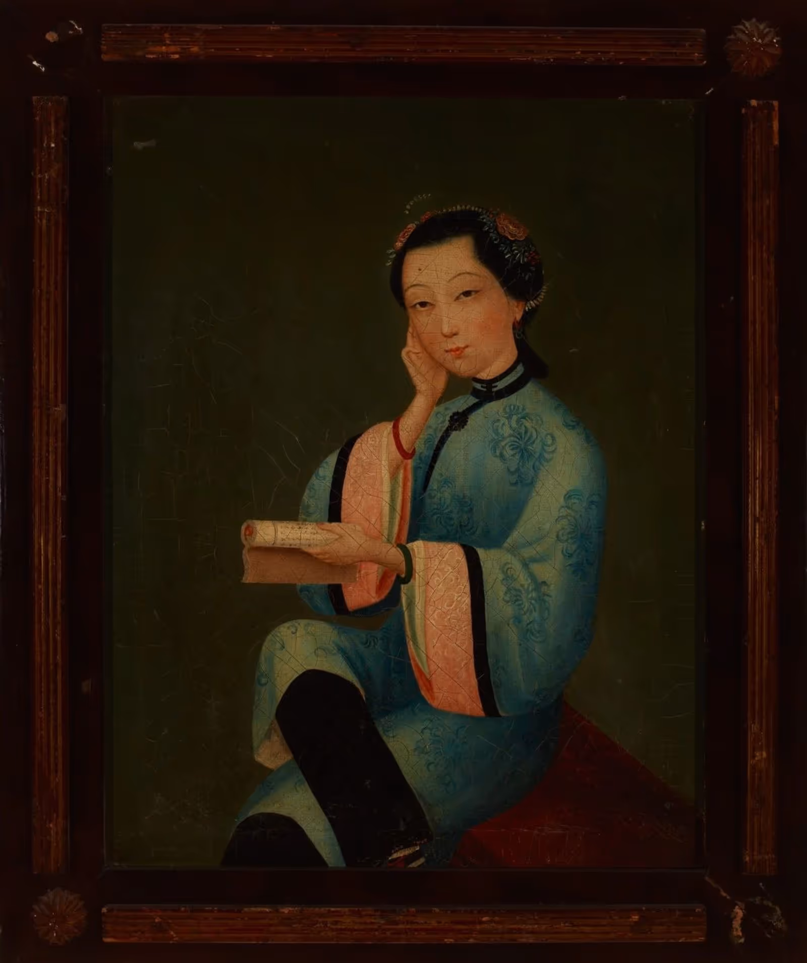 佚名, 《凝思》, 19世纪, 布面油画, 41×31.5cm