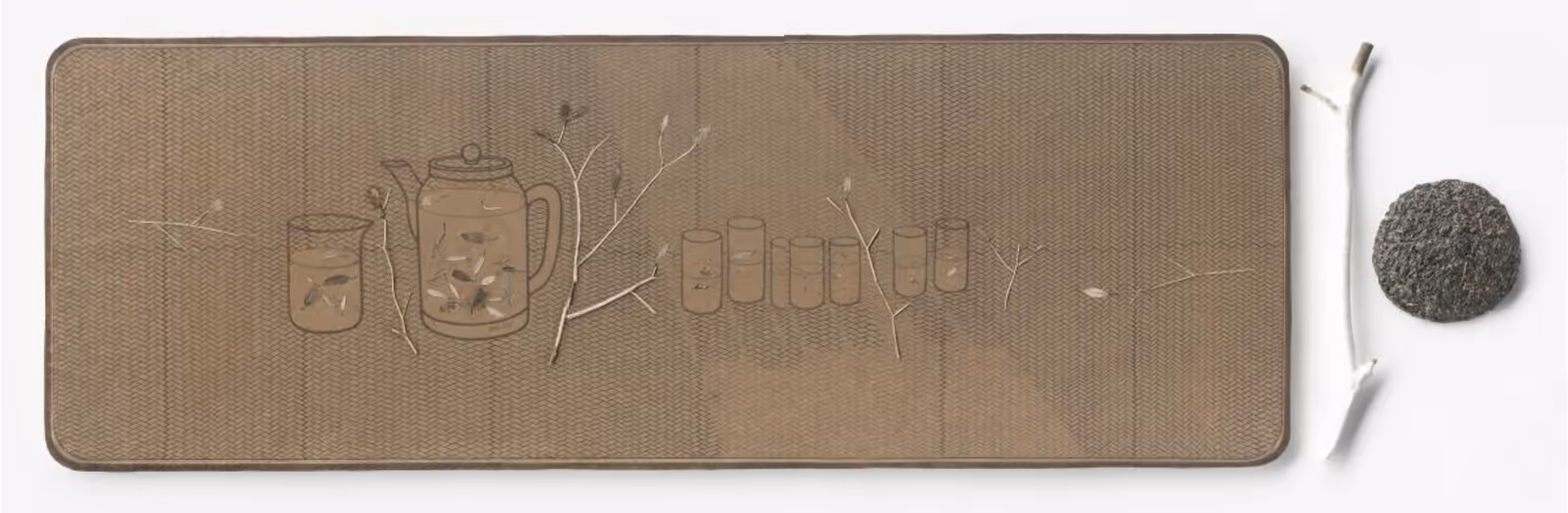 姜吉安  《春秋繁露之六》  2019 年  现成品绘画（茶）  163cm×49cm  外框尺寸：213cm×74cm