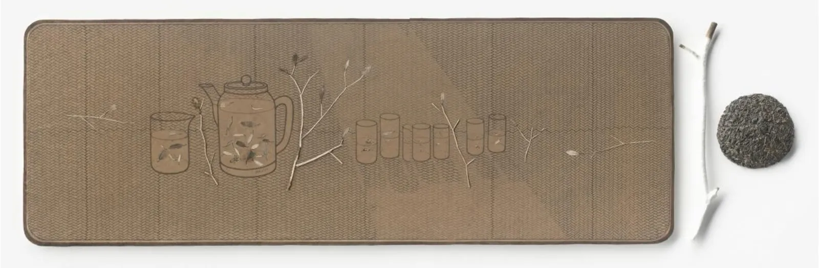 姜吉安 《春秋繁露之六》 2019 年 现成品绘画(茶) 163cm×49cm 外框尺寸:213cm×74cm